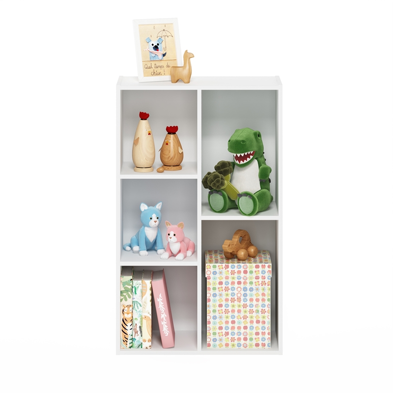 Furinno LUDER 5-Cube No Tool Assembly Open Shelf in White