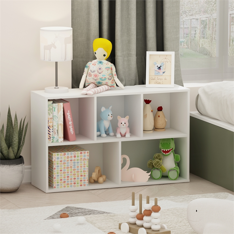 Furinno LUDER 5-Cube No Tool Assembly Open Shelf in White