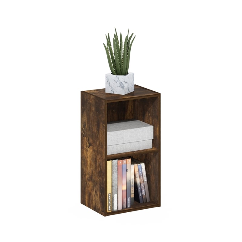 Furinno PASIR 2-Tier Open Shelf Bookcase in Amber Pine