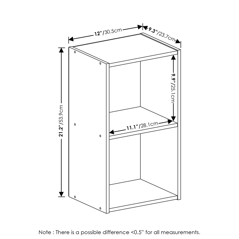 Furinno PASIR 2-Tier Open Shelf Bookcase in Blackwood