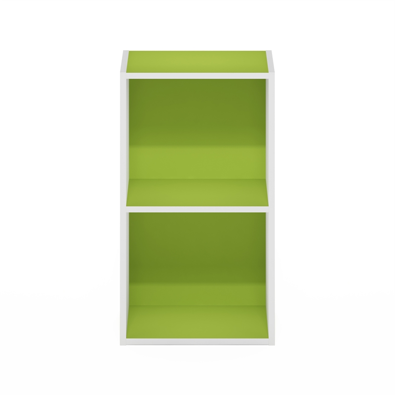 Furinno PASIR 2-Tier Open Shelf Bookcase in Green/White