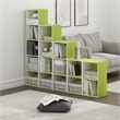 Furinno PASIR 2-Tier Open Shelf Bookcase in Green/White