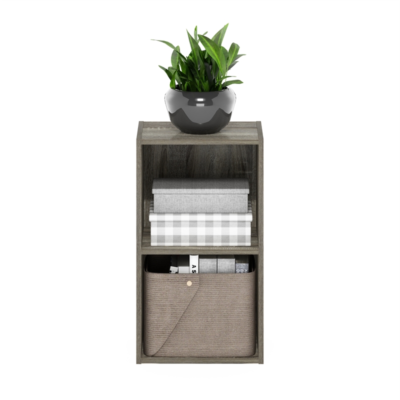 Furinno PASIR 2-Tier Open Shelf Bookcase in French Oak