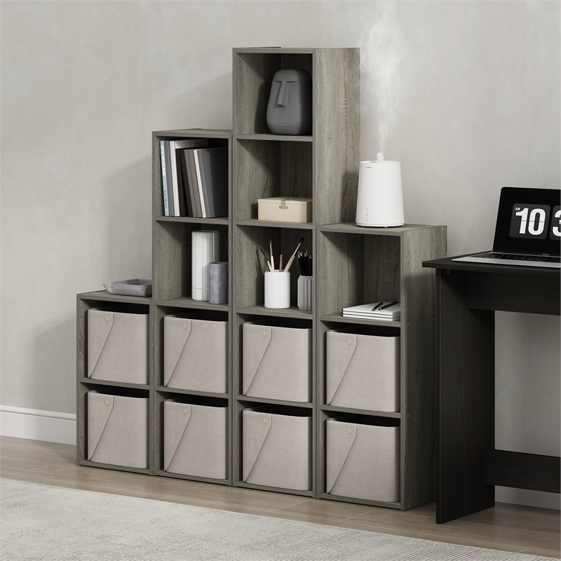 Furinno PASIR 2-Tier Open Shelf Bookcase in French Oak