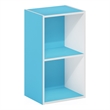 Furinno PASIR 2-Tier Open Shelf Bookcase in Light Blue/White