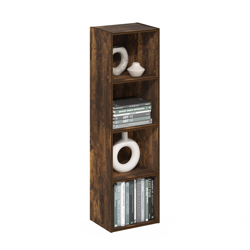 Furinno PASIR 4-Tier Open Shelf Bookcase in Amber Pine
