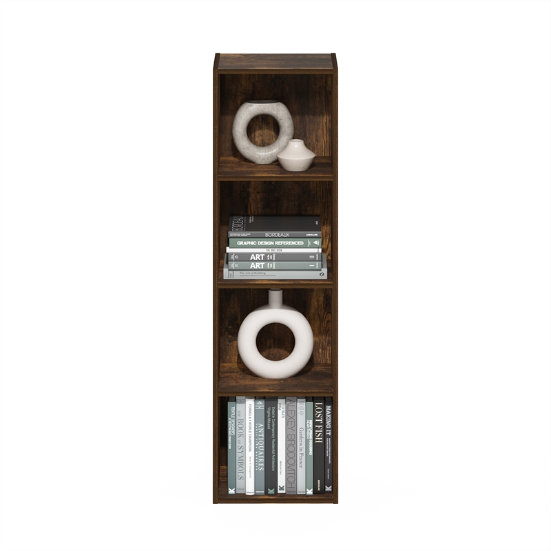 Furinno PASIR 4-Tier Open Shelf Bookcase in Amber Pine