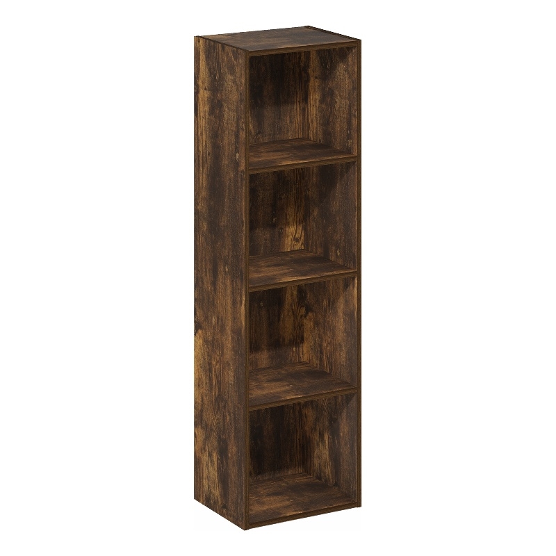 Furinno PASIR 4-Tier Open Shelf Bookcase in Amber Pine