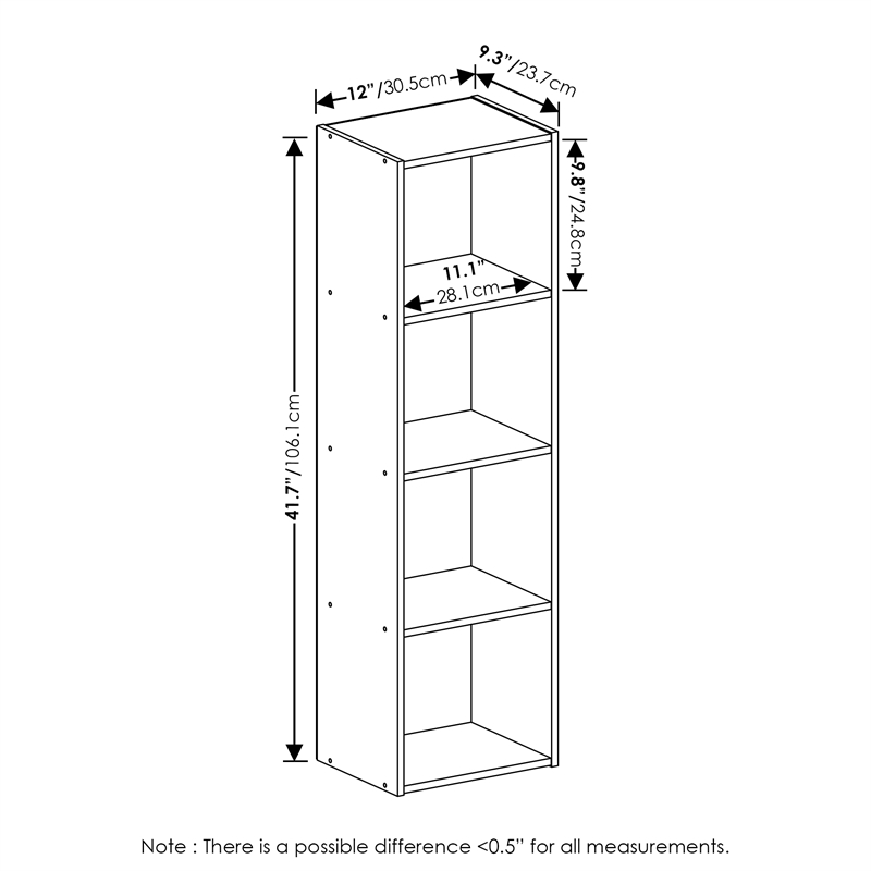 Furinno PASIR 4-Tier Open Shelf Bookcase in Blackwood