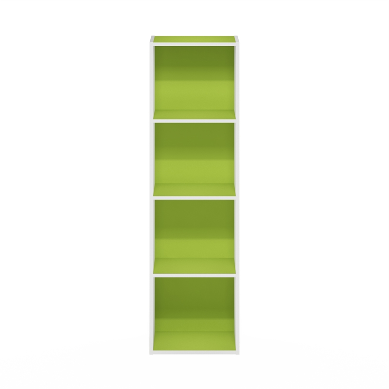 Furinno PASIR 4-Tier Open Shelf Bookcase in Green/White