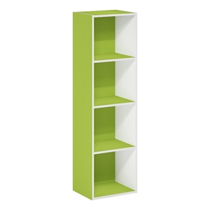 Furinno PASIR 4-Tier Open Shelf Bookcase in Green/White