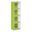 Furinno PASIR 4-Tier Open Shelf Bookcase in Green/White