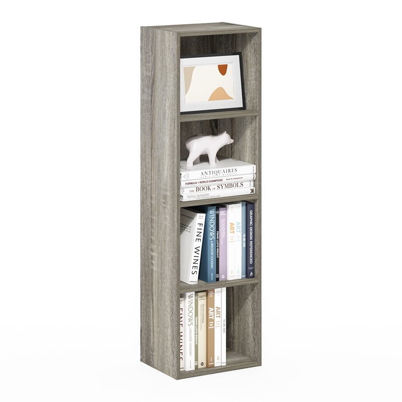 Furinno PASIR 4-Tier Open Shelf Bookcase in French Oak