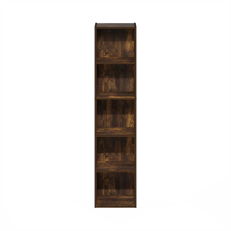 Furinno PASIR 5-Tier Open Shelf Bookcase in Amber Pine