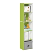 Furinno PASIR 5-Tier Open Shelf Bookcase in Green/White