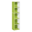 Furinno PASIR 5-Tier Open Shelf Bookcase in Green/White