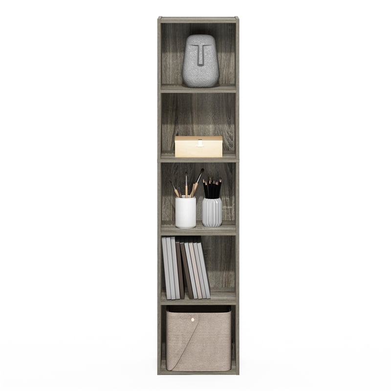 Furinno PASIR 5-Tier Open Shelf Bookcase in French Oak
