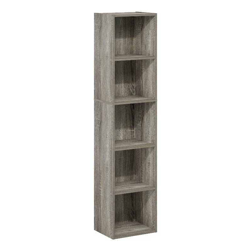 Furinno PASIR 5-Tier Open Shelf Bookcase in French Oak