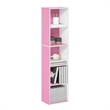 Furinno PASIR 5-Tier Open Shelf Bookcase in Pink/White