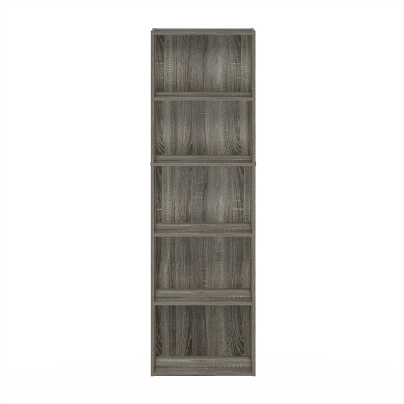 Furinno LUDER 5-Tier Reversible Color Open Shelf Bookcase in French Oak