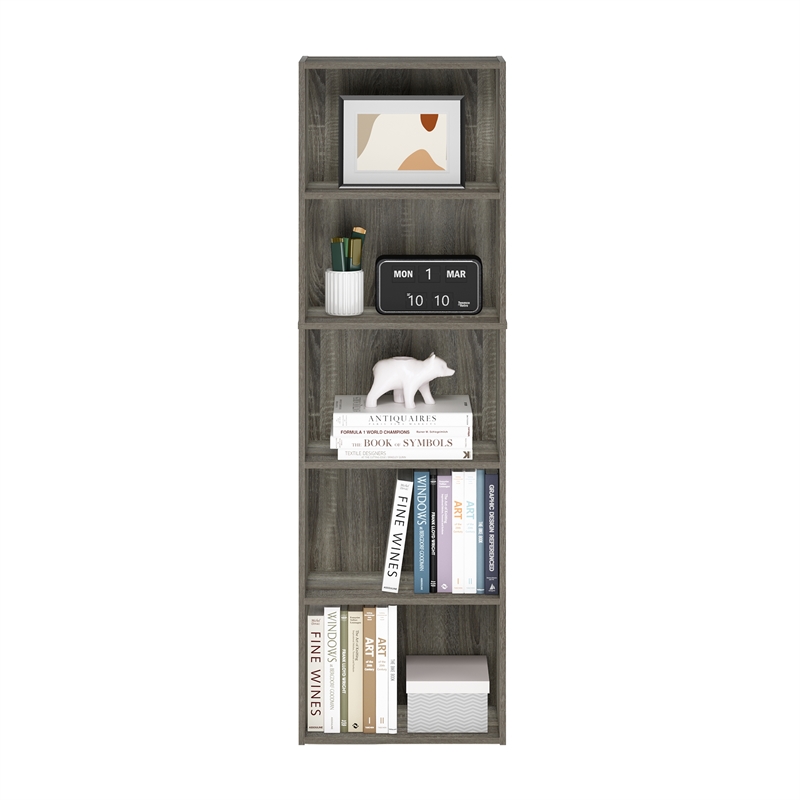 Furinno LUDER 5-Tier Reversible Color Open Shelf Bookcase in French Oak