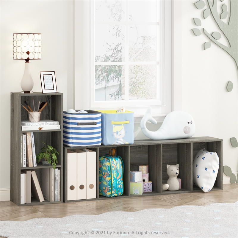 Furinno LUDER 5-Tier Reversible Color Open Shelf Bookcase in French Oak
