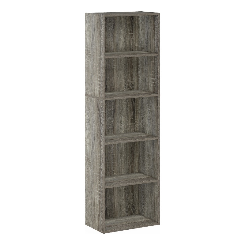 Furinno LUDER 5-Tier Reversible Color Open Shelf Bookcase in French Oak