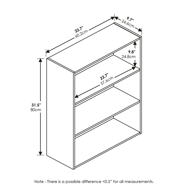 Furinno PASIR 3-Tier Open Shelf in Amber Pine