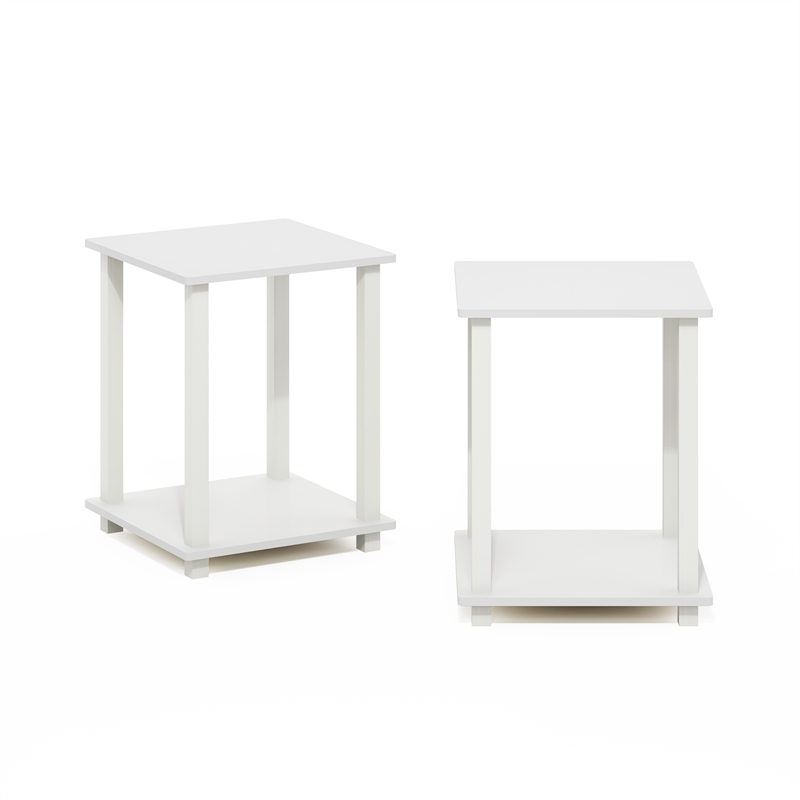 Furinno SIMPLISTIC End Table in Set of Two in White/White