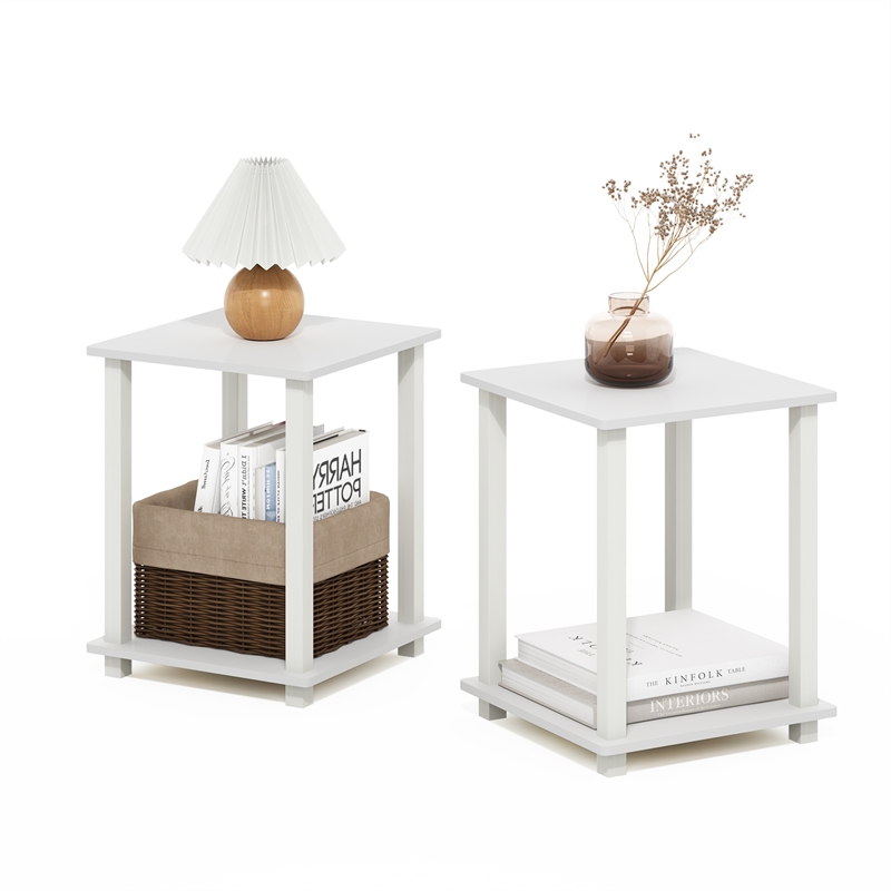 Furinno SIMPLISTIC End Table in Set of Two in White/White