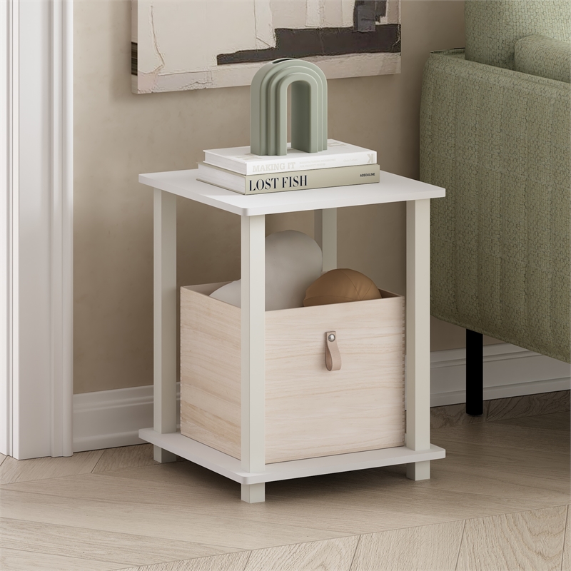 Furinno SIMPLISTIC End Table in Set of Two in White/White
