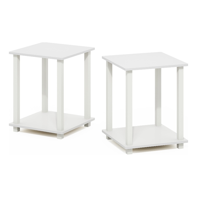 Furinno SIMPLISTIC End Table in Set of Two in White/White