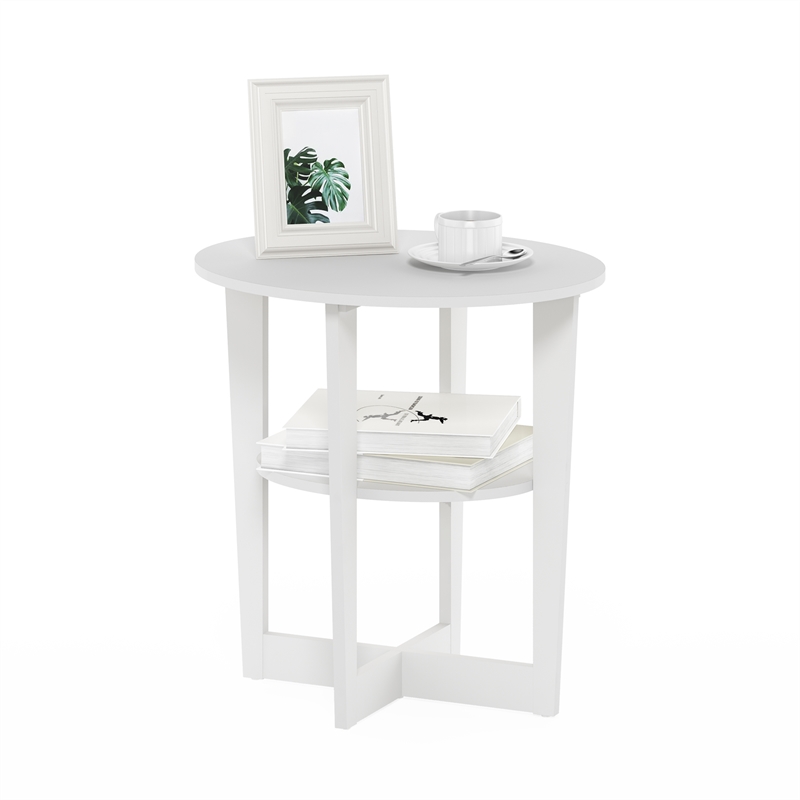 Furinno JAYA Oval End Table in Side Table in Nightstand in White