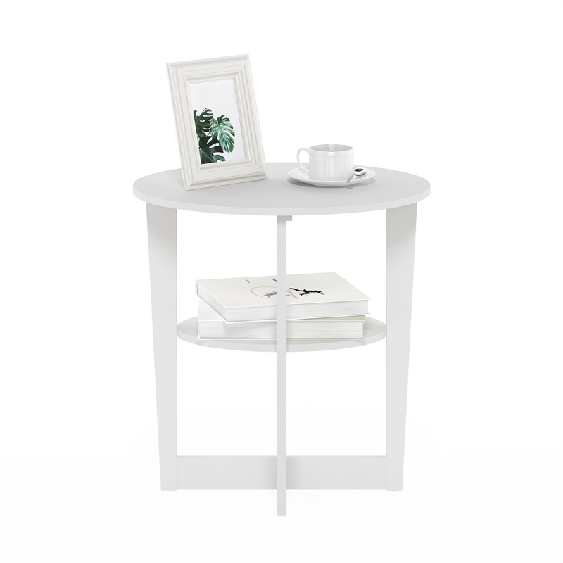 Furinno JAYA Oval End Table in Side Table in Nightstand in White