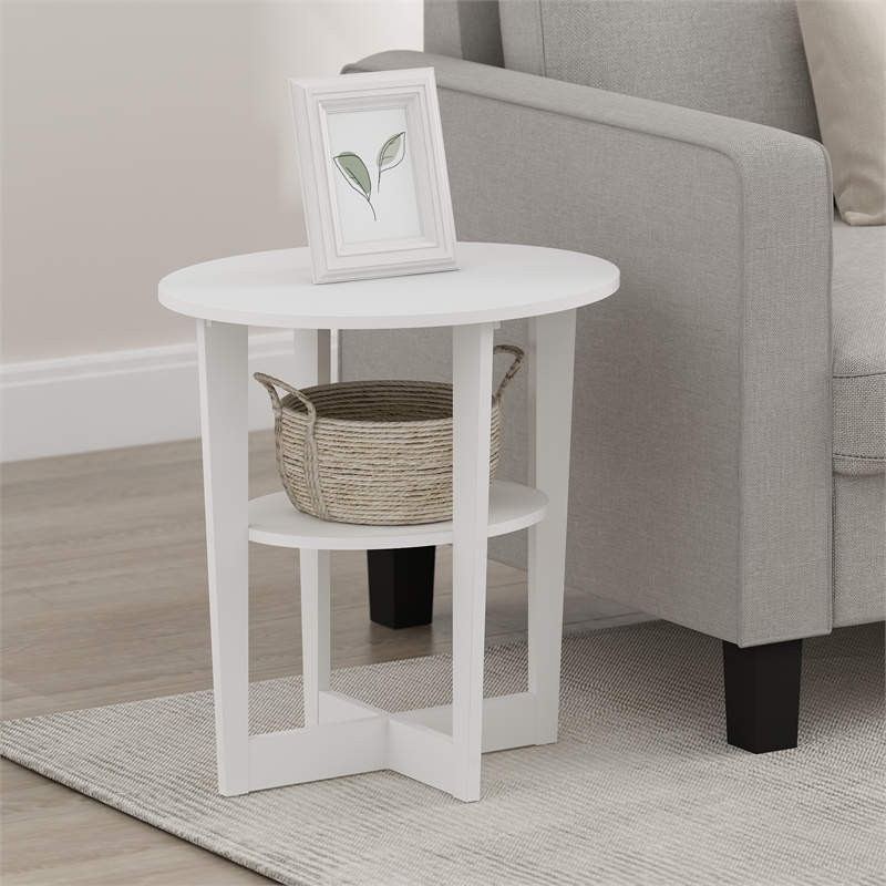 Furinno JAYA Oval End Table in Side Table in Nightstand in White