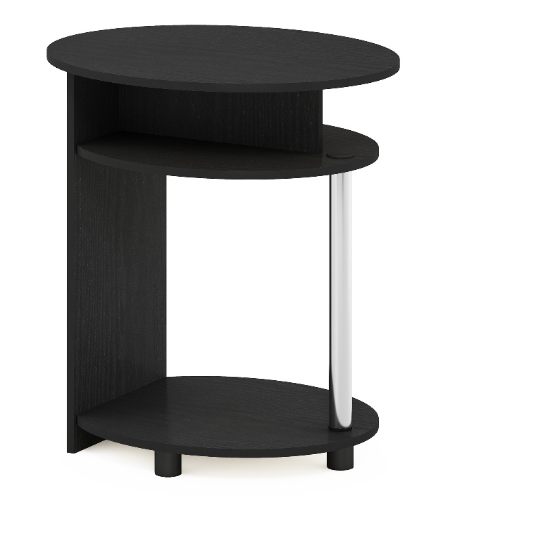 Furinno JAYA Simple Design Oval End Table in Americano in Stainless Steel Tubes