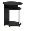 Furinno JAYA Simple Design Oval End Table in Americano in Stainless Steel Tubes