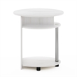 Furinno JAYA Simple Design Oval End Table in White Oak in Stainless Steel Tubes