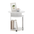 Furinno JAYA Simple Design Oval End Table in White Oak in Stainless Steel Tubes