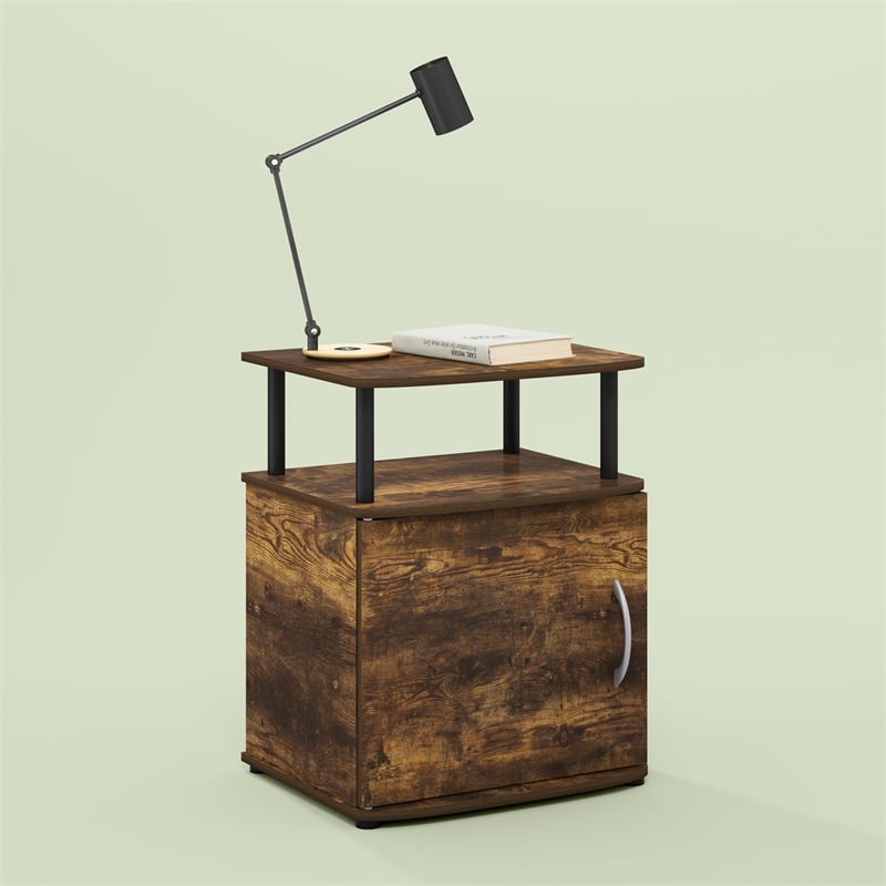 Furinno JAYA Utility Design End Table in Amber Pine/Black