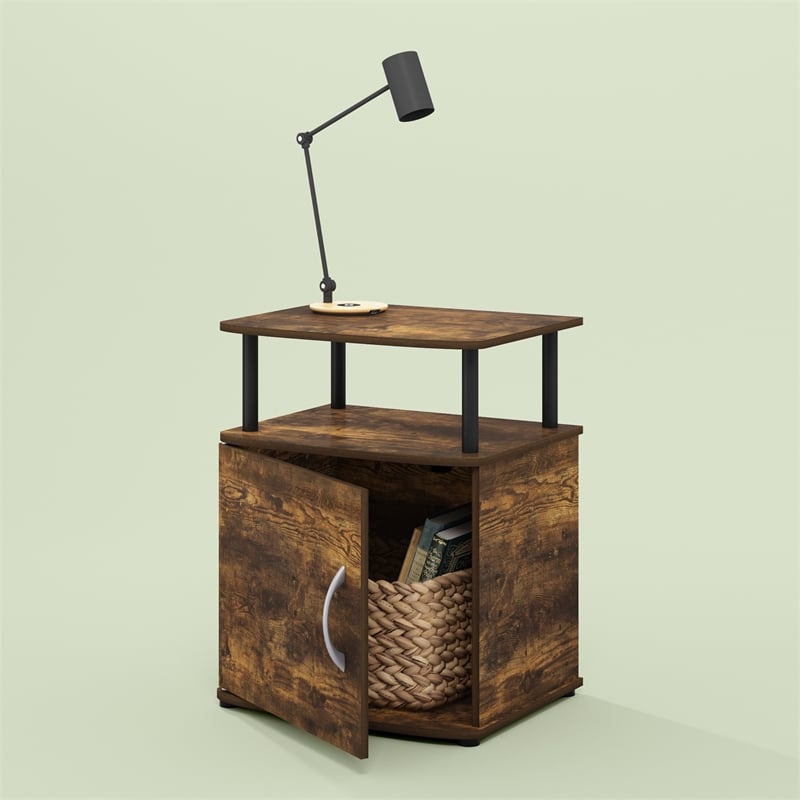 Furinno JAYA Utility Design End Table in Amber Pine/Black
