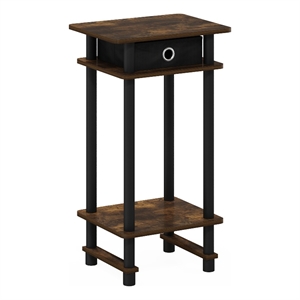 Furinno 17017 Turn-N-Tube Tall End Table with Bin in Amber Pine/Black/Black