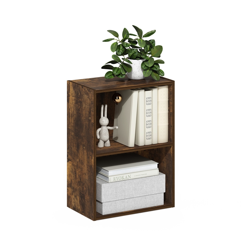 Furinno LUDER 2-Tier Open Shelf Bookcase in Amber Pine