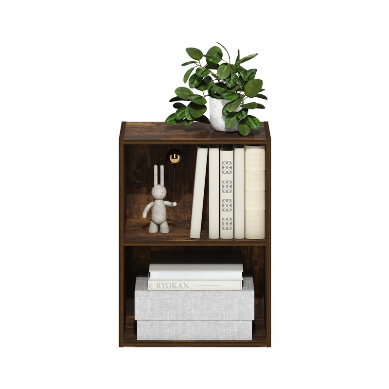 Furinno LUDER 2-Tier Open Shelf Bookcase in Amber Pine