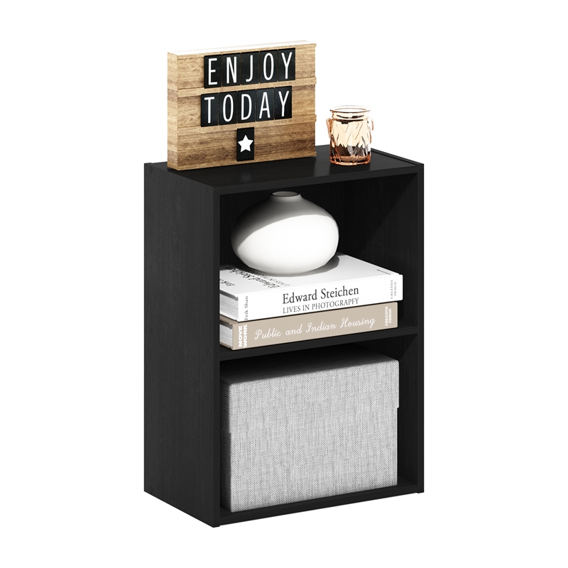 Furinno LUDER 2-Tier Open Shelf Bookcase in Blackwood