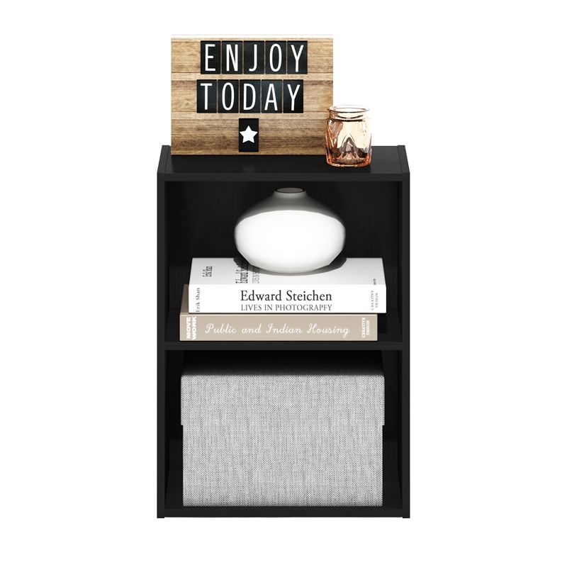 Furinno LUDER 2-Tier Open Shelf Bookcase in Blackwood