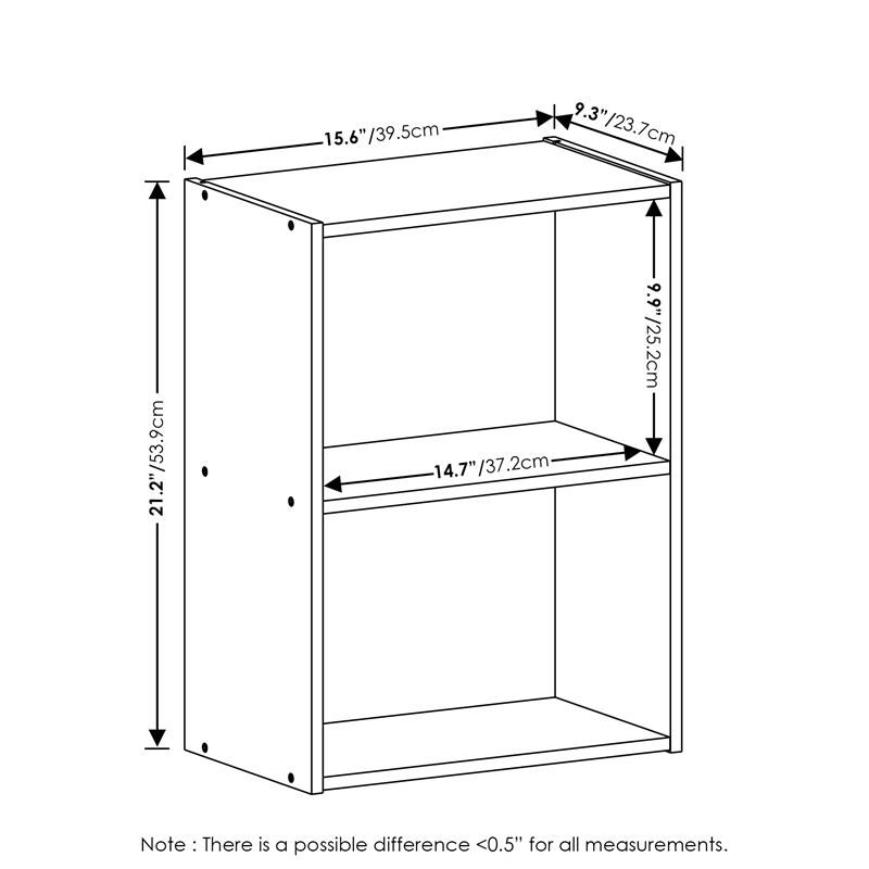 Furinno LUDER 2-Tier Open Shelf Bookcase in Light Blue/White
