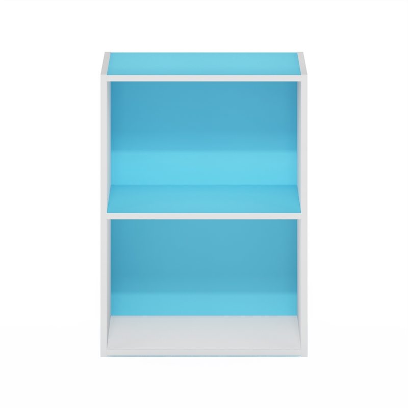 Furinno LUDER 2-Tier Open Shelf Bookcase in Light Blue/White