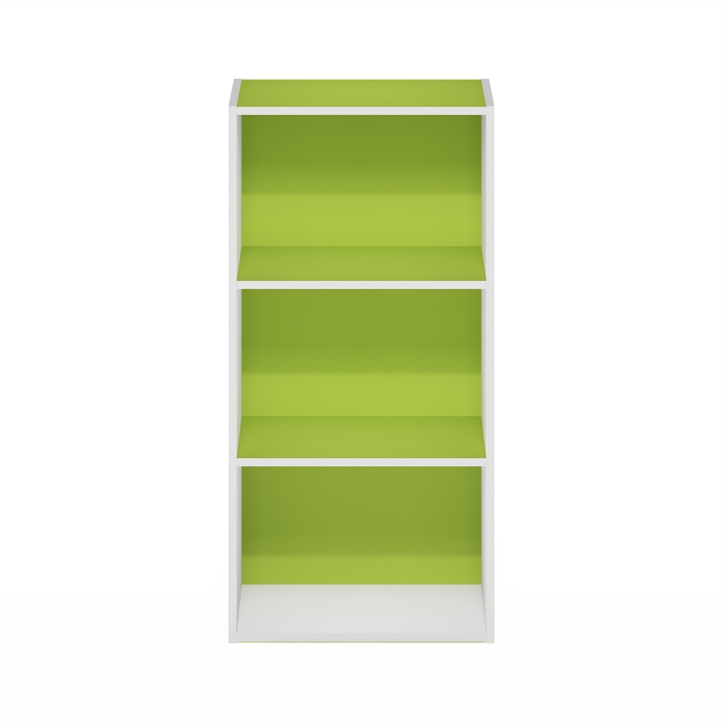 Furinno LUDER 3-Tier Open Shelf Bookcase in Green/White
