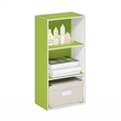 Furinno LUDER 3-Tier Open Shelf Bookcase in Green/White